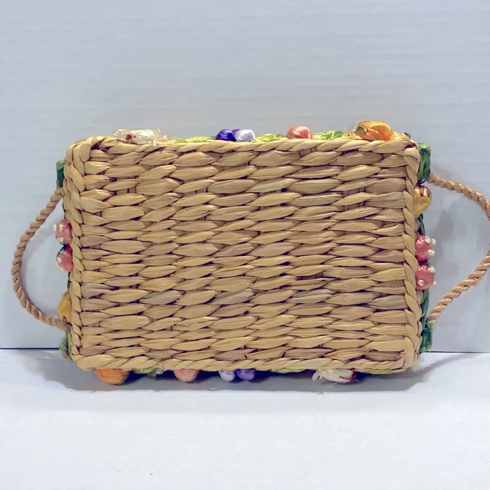 4 Piece Vintage Rafia Woven Rattan Basket Set